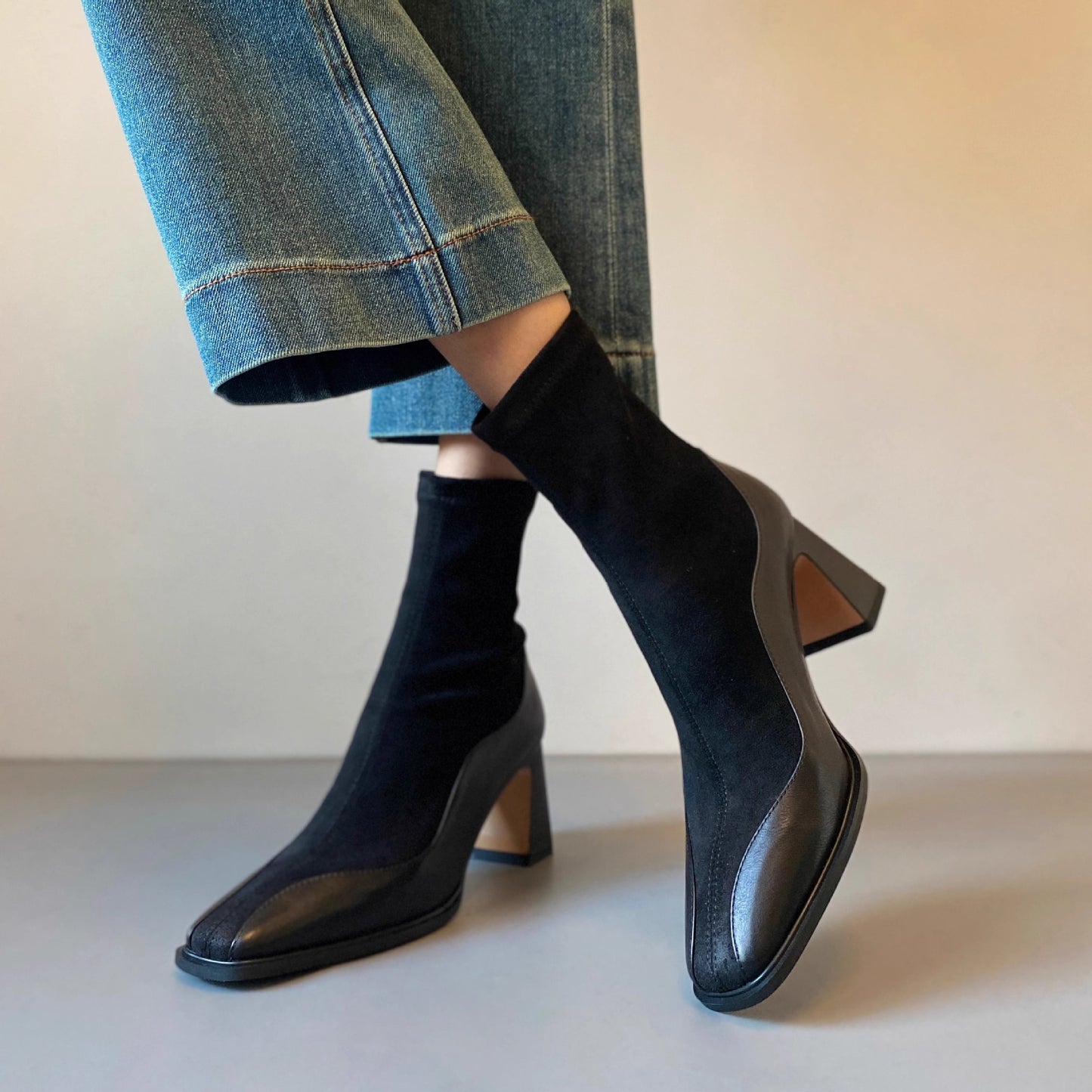 Retro New Chunky Heel High Heel Short Boots Women