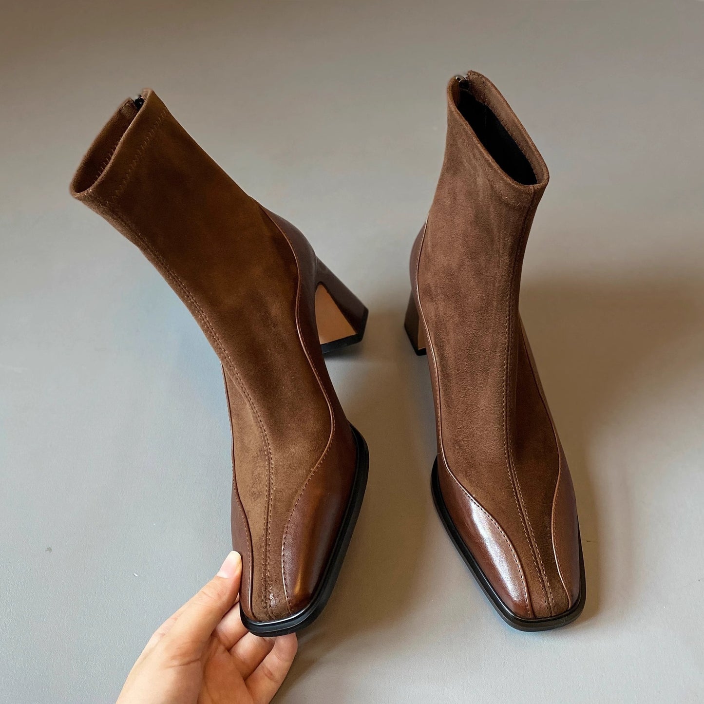 Retro New Chunky Heel High Heel Short Boots Women