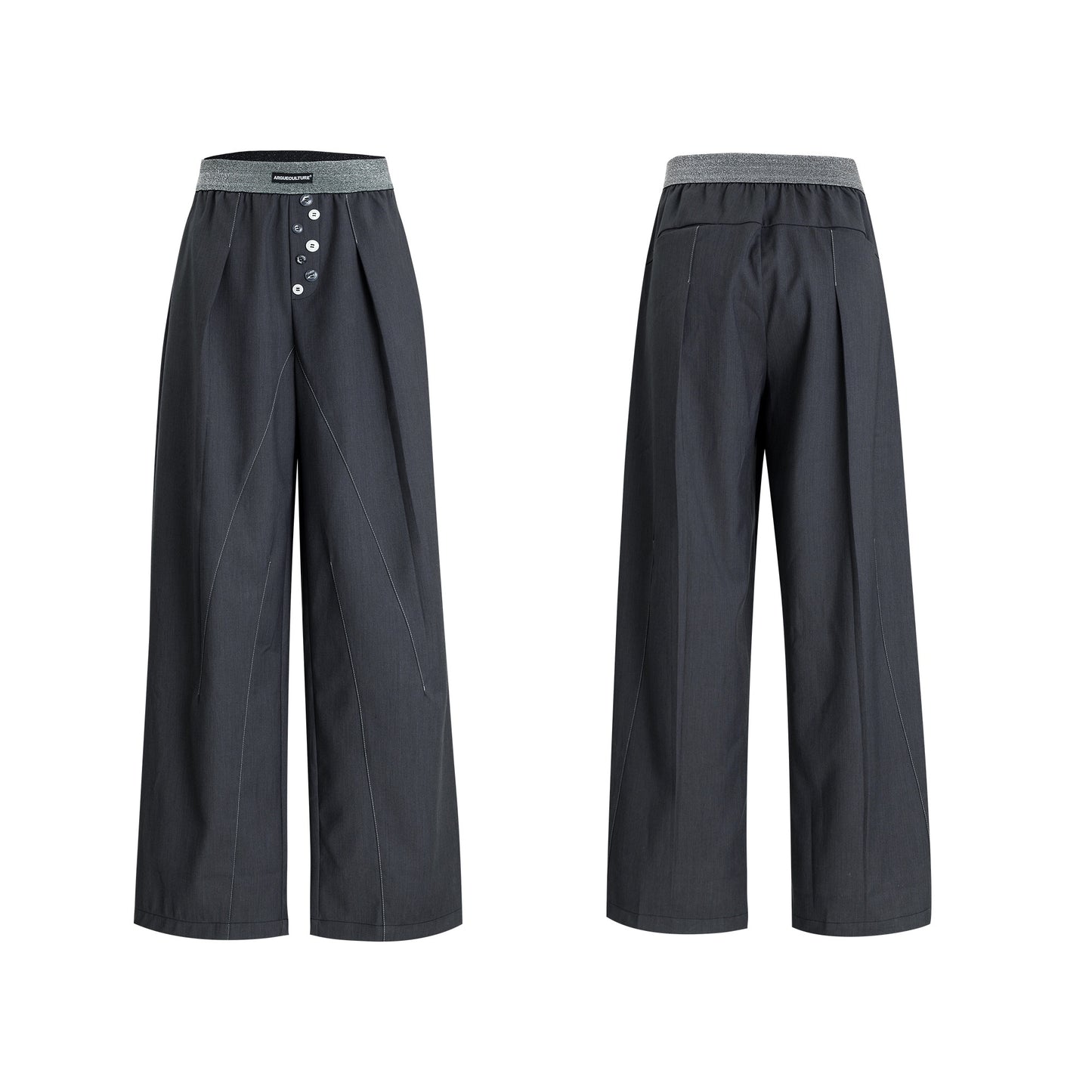 Drooping Straight Suit Pants Button Open Line Design Casual Pants