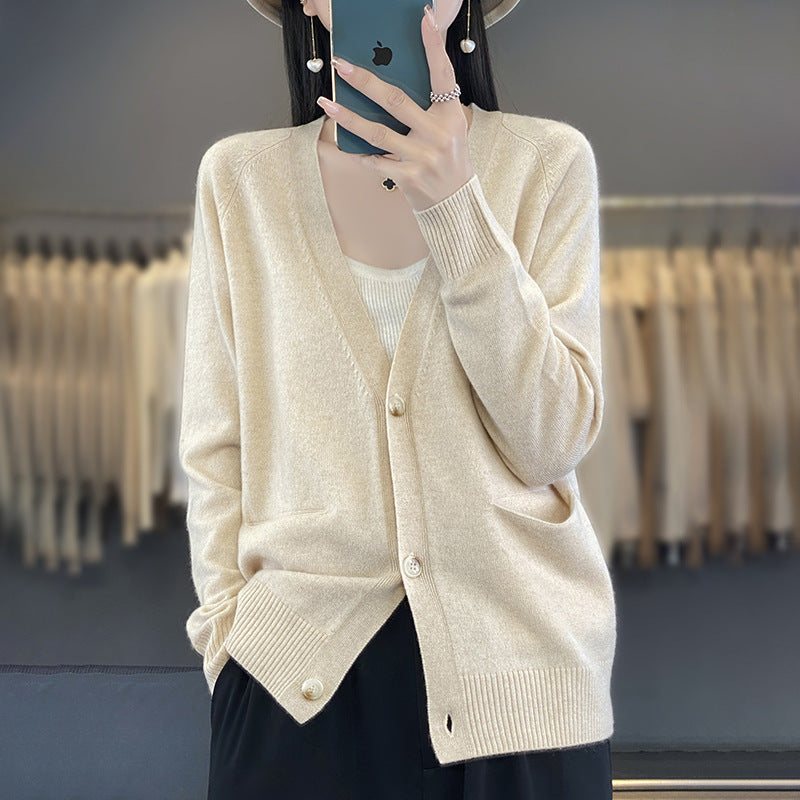 New Knitwear Cardigan Outer Wear Short Sweater With Pocket Coat
