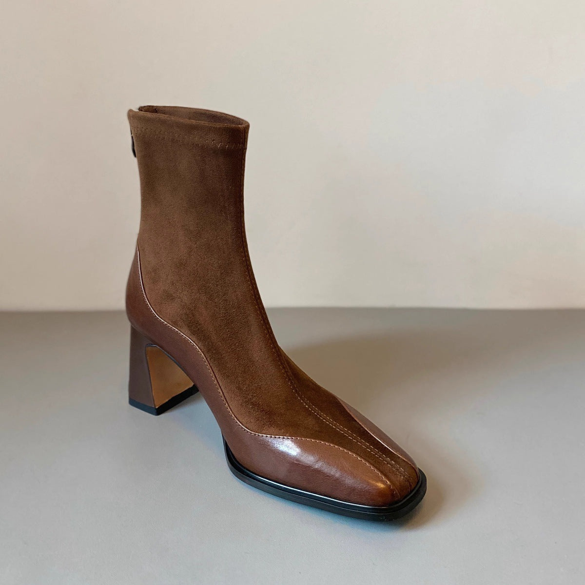 Retro New Chunky Heel High Heel Short Boots Women