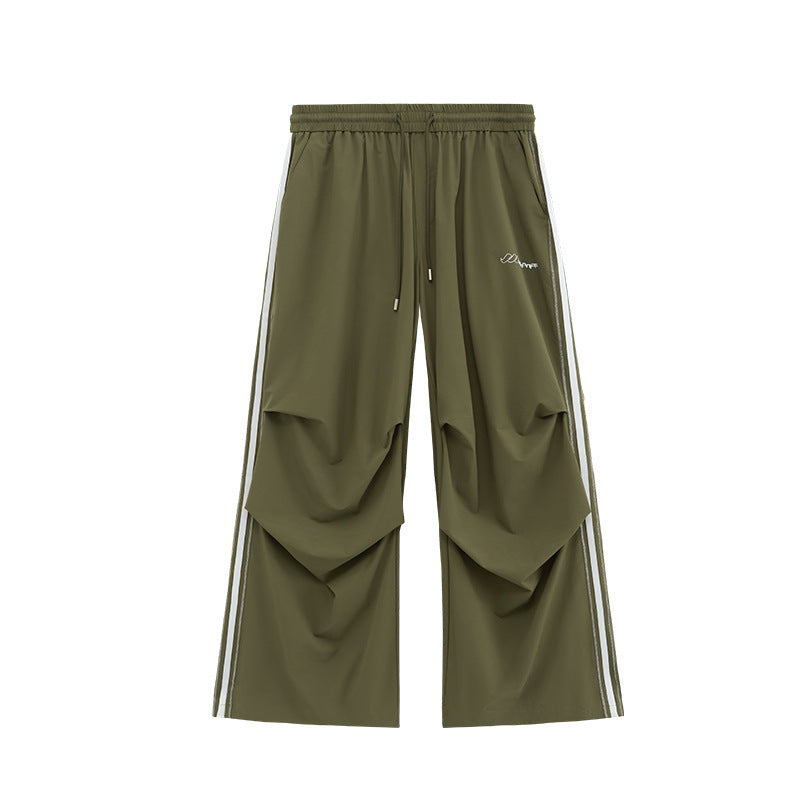 Summer New Bright Line Side Stripe Parachute Wide Leg Pants