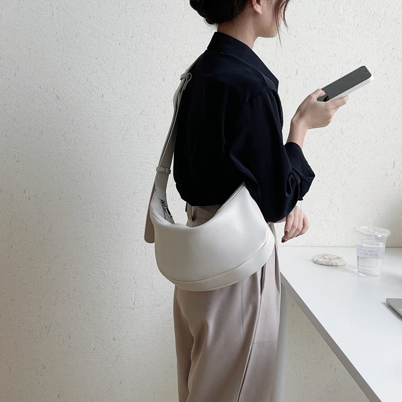 Zipper Women's Bag Korean Designer Middle Hobos Women Handbags High Quality PU Leather Ladies Shoulder Crossbody Bag Whole Sale