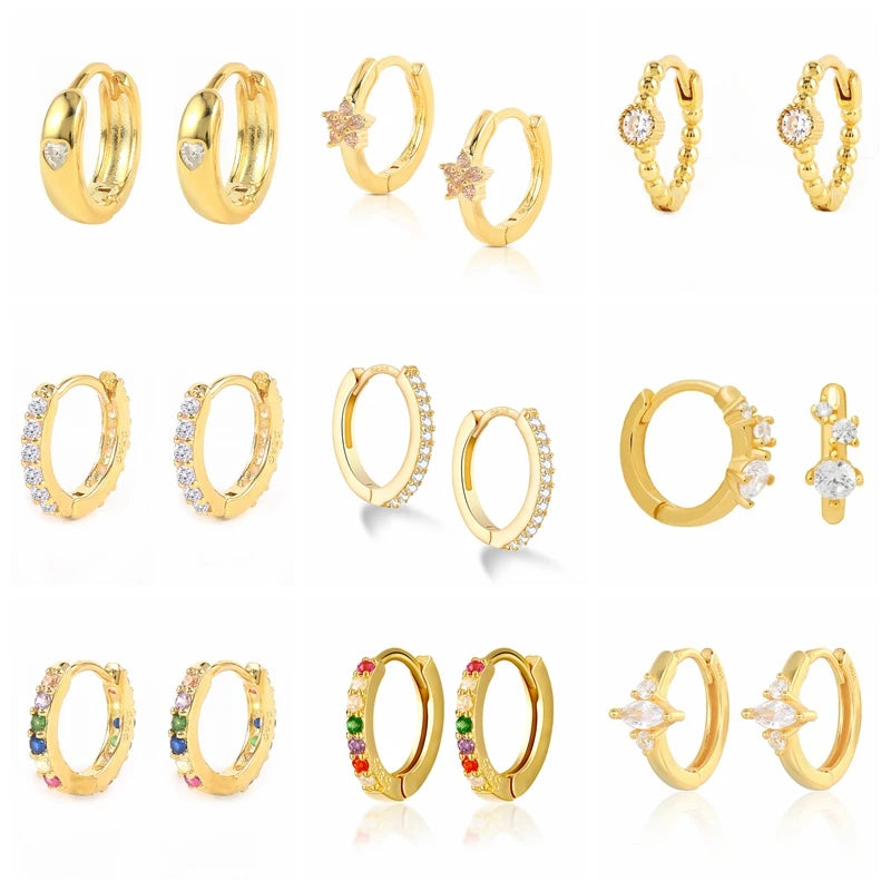CANNER White Zircon Simple Love Round Earring For Women 925 Sterling Silver Earrings Hoops Pendiente Plata Piercing Gold Jewelry