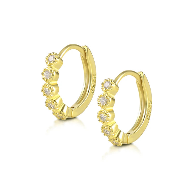 CANNER White Zircon Simple Love Round Earring For Women 925 Sterling Silver Earrings Hoops Pendiente Plata Piercing Gold Jewelry