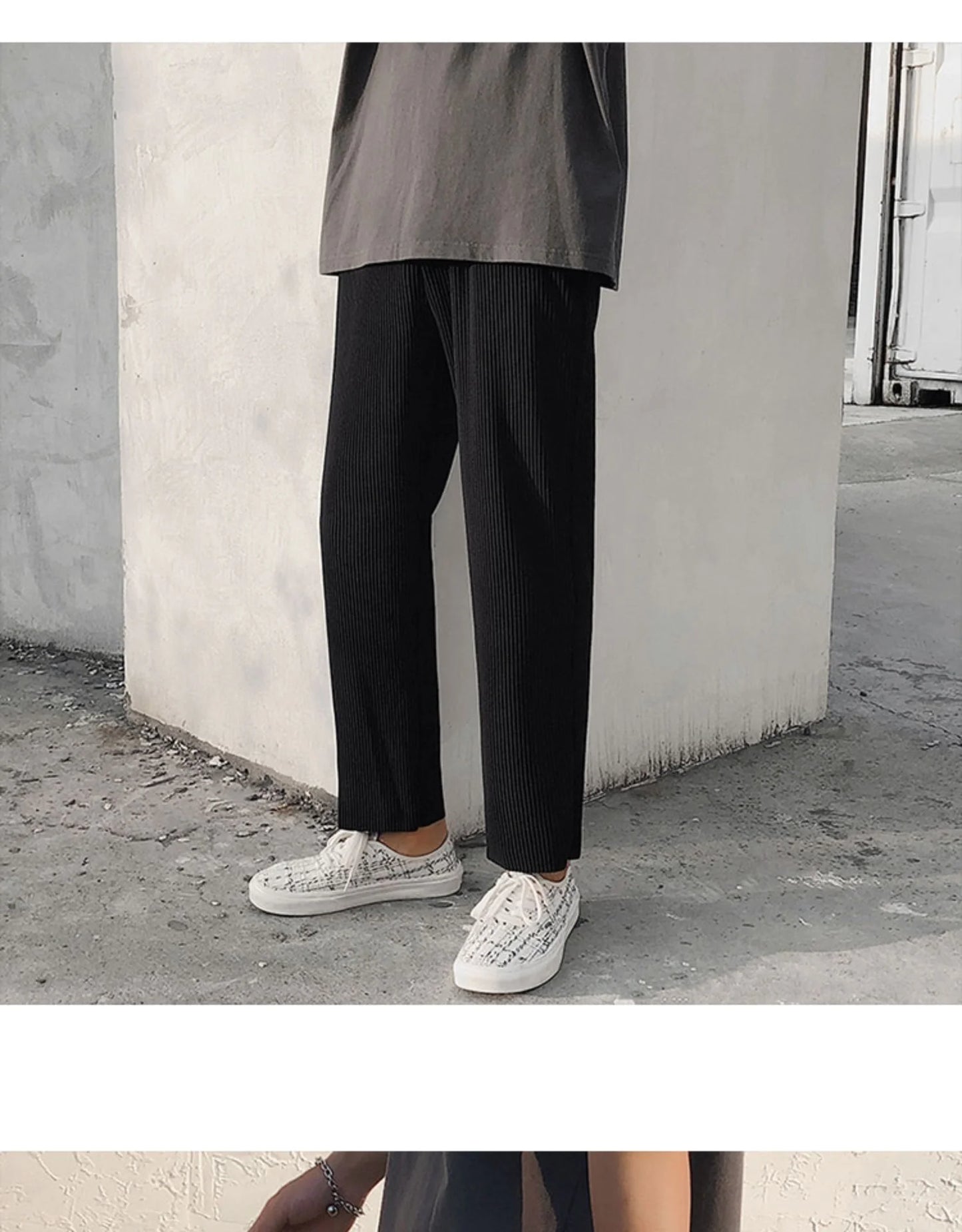 Pleated Pants Men Summer Straight Casual Pants Men Japanese Streetwear Loose Ice Silk Pants Mens Wide Leg Pants Man Trousers