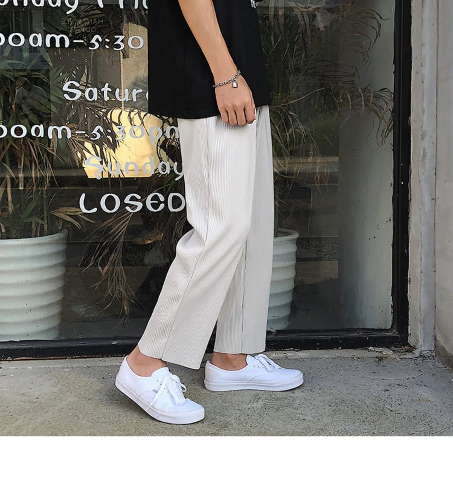 Pleated Pants Men Summer Straight Casual Pants Men Japanese Streetwear Loose Ice Silk Pants Mens Wide Leg Pants Man Trousers