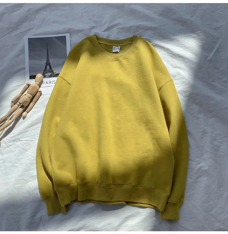 LEGIBLE 2025 Autumn Winter Woman's Hoodies Oversize Female Loose Solid Thicken Fleece Warm Women Sweatshirts Lady