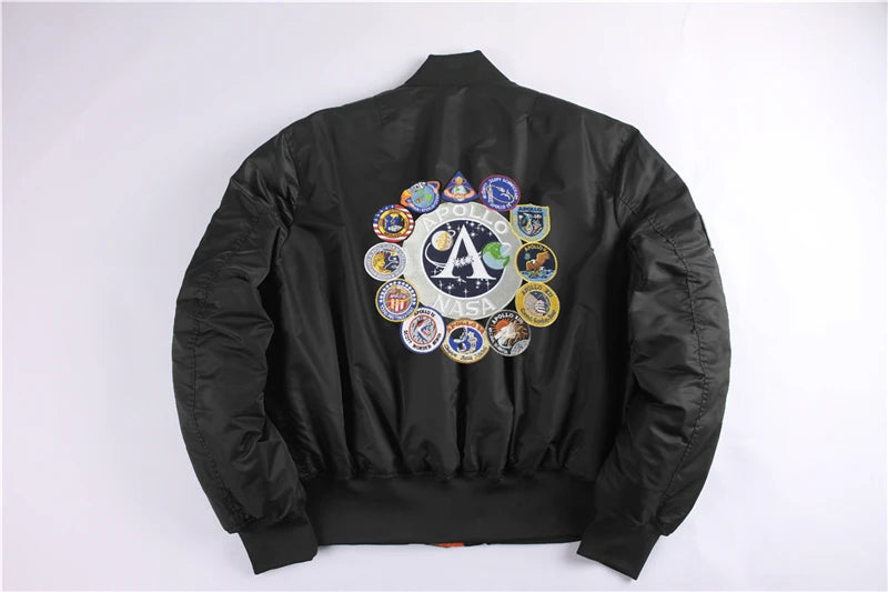 Winter bomber flight jacket vintage MA-1 APOLLO men coat streetwear warm varsity hip hop baseball letterman pilot us air force