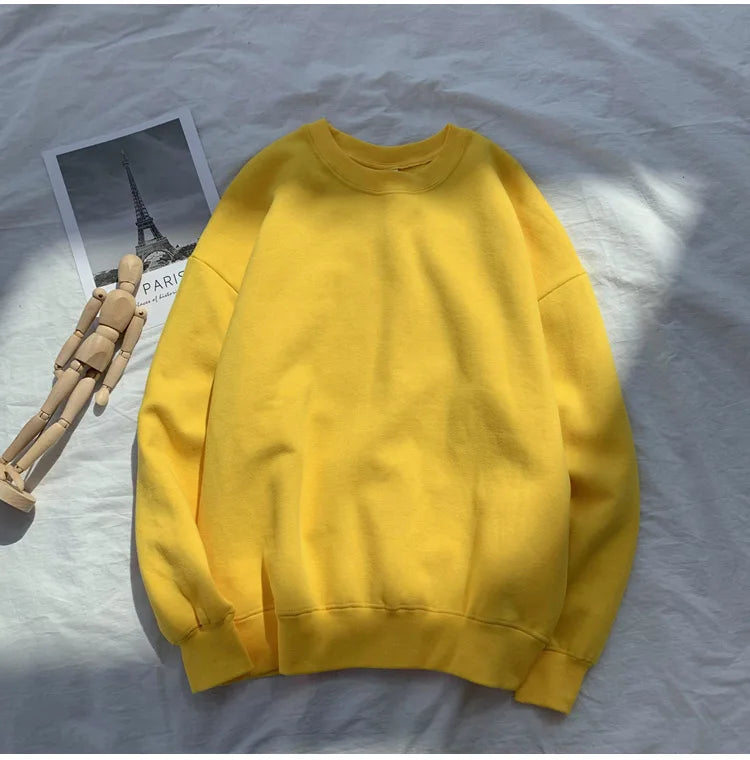 LEGIBLE 2025 Autumn Winter Woman's Hoodies Oversize Female Loose Solid Thicken Fleece Warm Women Sweatshirts Lady