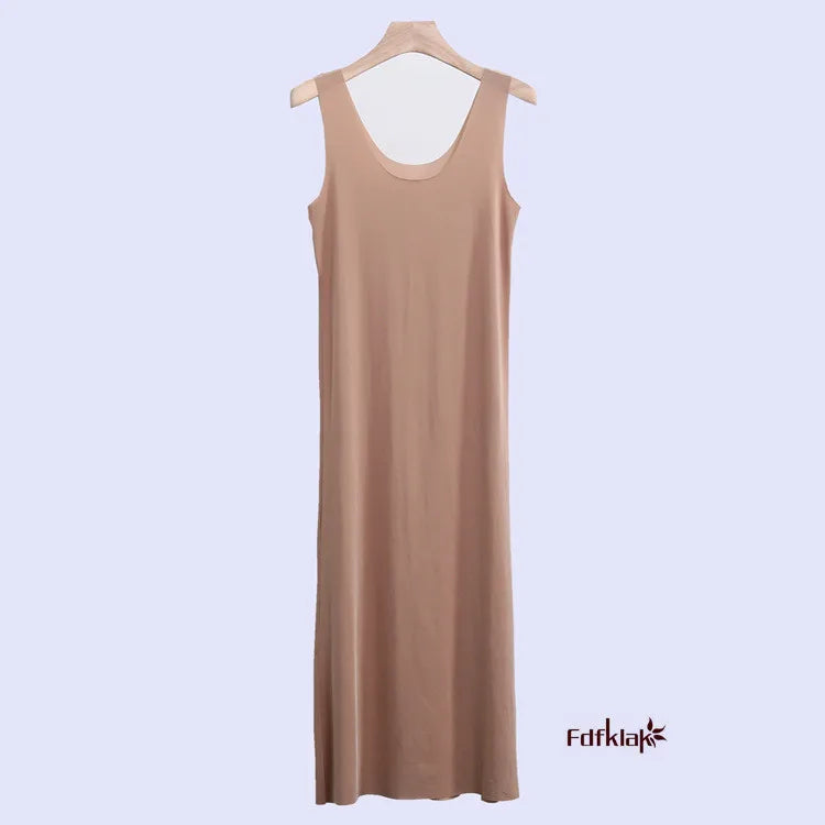 M-5XL Plus Size Nightgowns Women Sexy Ice Silk Nightdress Seamless Vest Long Dress Summer Female Nightshirt Vestidos Mujer
