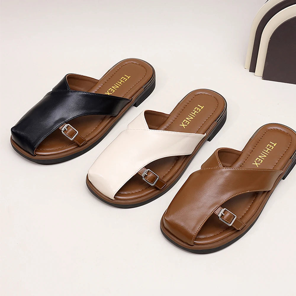 GON22 Women's Casual Woven Roman Shoes in Trendy Colors Summer Outdoor Platform Button Closure