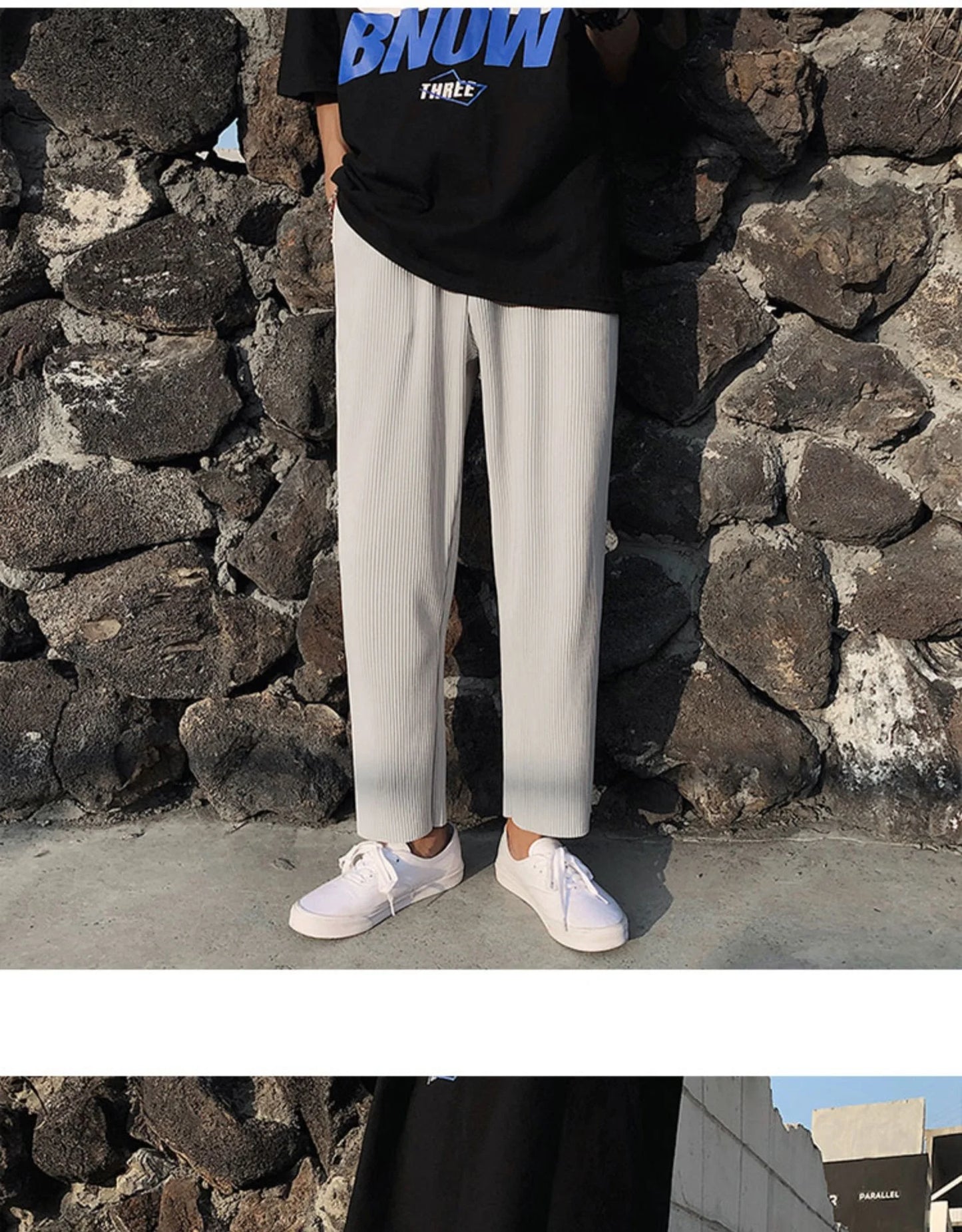 Pleated Pants Men Summer Straight Casual Pants Men Japanese Streetwear Loose Ice Silk Pants Mens Wide Leg Pants Man Trousers