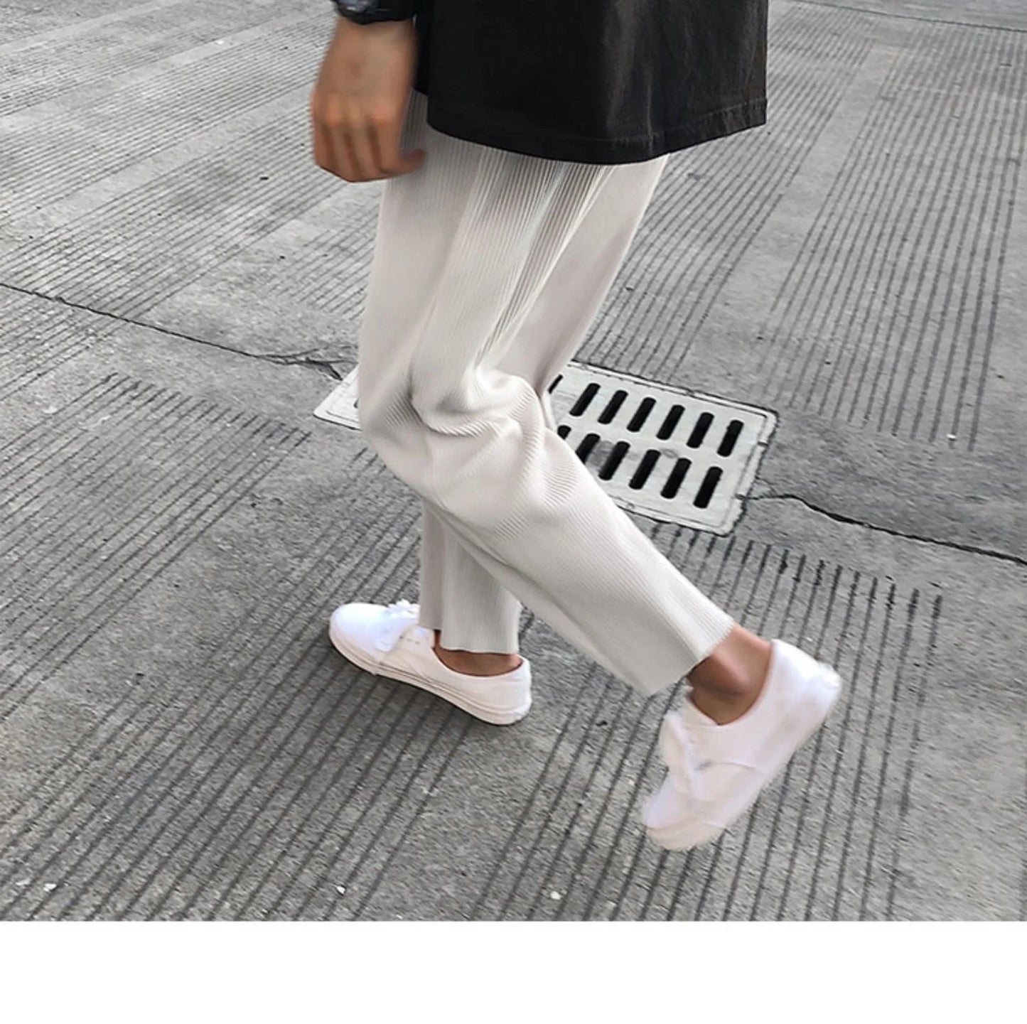 Pleated Pants Men Summer Straight Casual Pants Men Japanese Streetwear Loose Ice Silk Pants Mens Wide Leg Pants Man Trousers