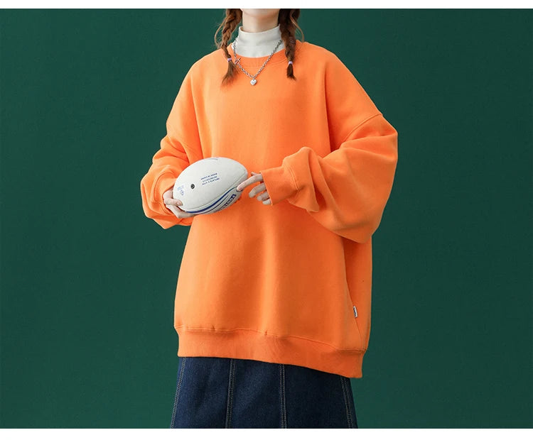 LEGIBLE 2025 Autumn Winter Woman's Hoodies Oversize Female Loose Solid Thicken Fleece Warm Women Sweatshirts Lady