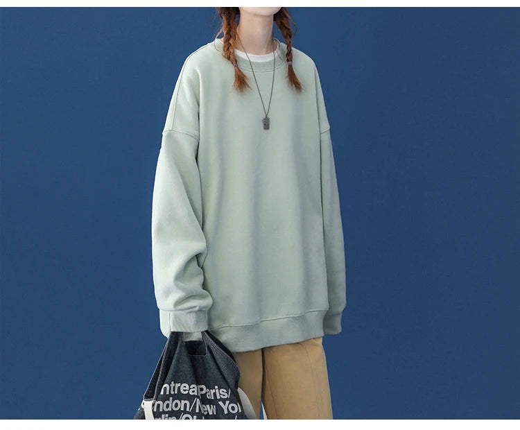 LEGIBLE 2025 Autumn Winter Woman's Hoodies Oversize Female Loose Solid Thicken Fleece Warm Women Sweatshirts Lady