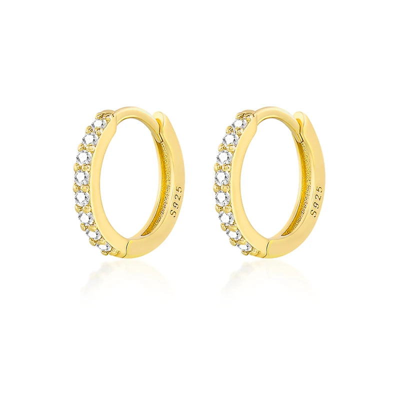 CANNER White Zircon Simple Love Round Earring For Women 925 Sterling Silver Earrings Hoops Pendiente Plata Piercing Gold Jewelry