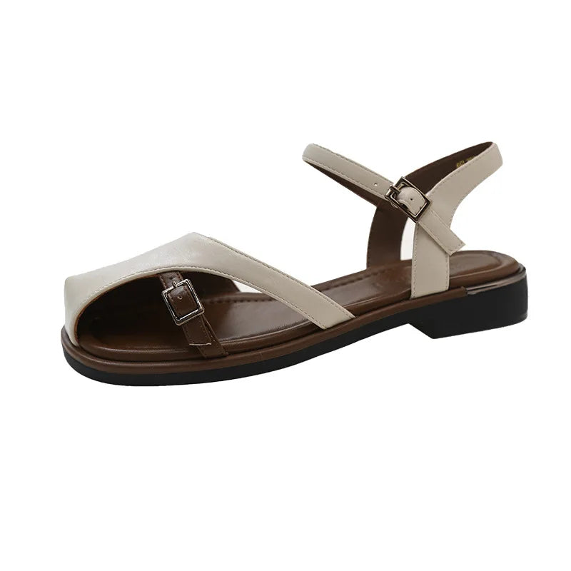 GON22 Women's Casual Woven Roman Shoes in Trendy Colors Summer Outdoor Platform Button Closure