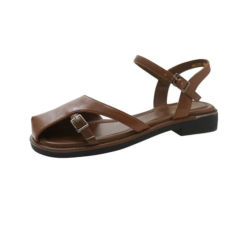 GON22 Women's Casual Woven Roman Shoes in Trendy Colors Summer Outdoor Platform Button Closure