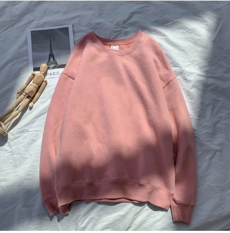 LEGIBLE 2025 Autumn Winter Woman's Hoodies Oversize Female Loose Solid Thicken Fleece Warm Women Sweatshirts Lady