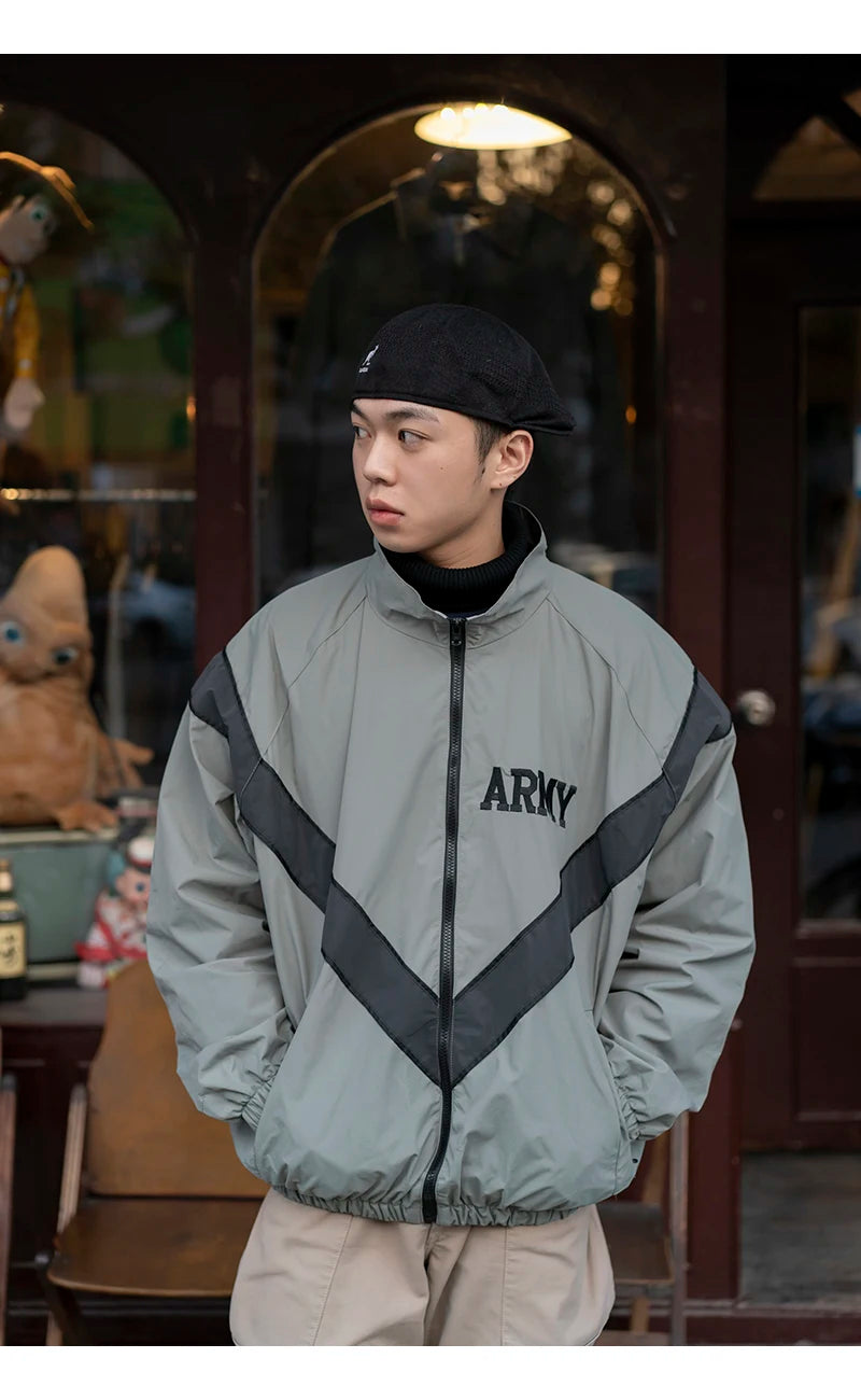 Over sized US Army Improved Physical Fitness Uniform Reflective PT Jacket Windproof Water Resistant Outwear IPFU Training Jacket