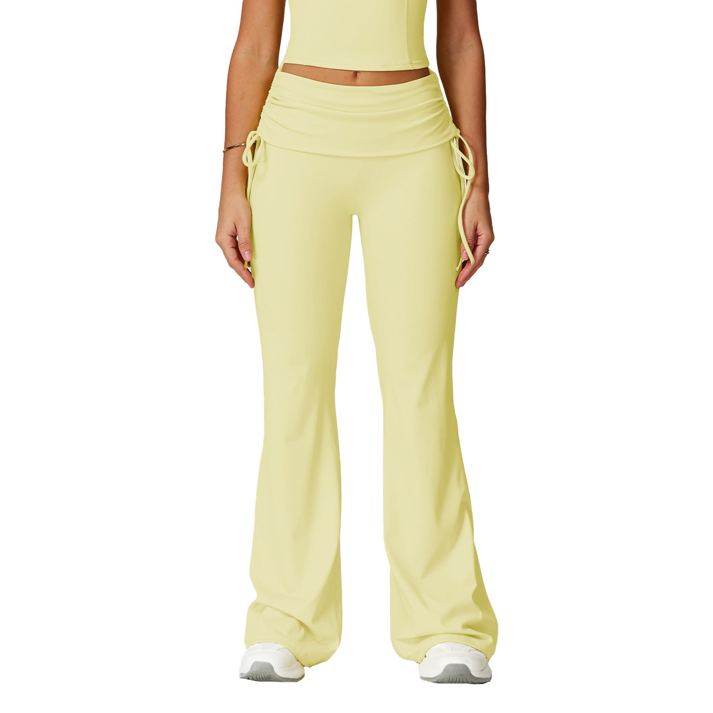 Fold High Waist Flared Pants Nude Feel Wide Leg Slimming Trousers Women