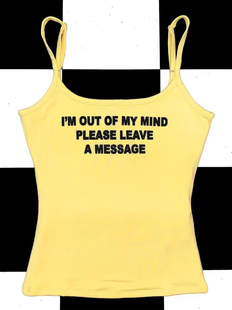 Hot Girl Letter Print Elegant Slim Fit Slimming Sleeveless Short Strap Women's Top