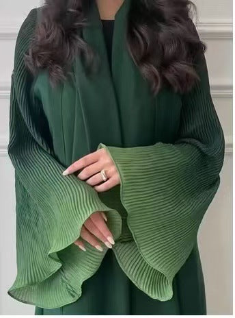 Pleated Long Shawl Women's Fashionable Elegant Gradient Cardigan