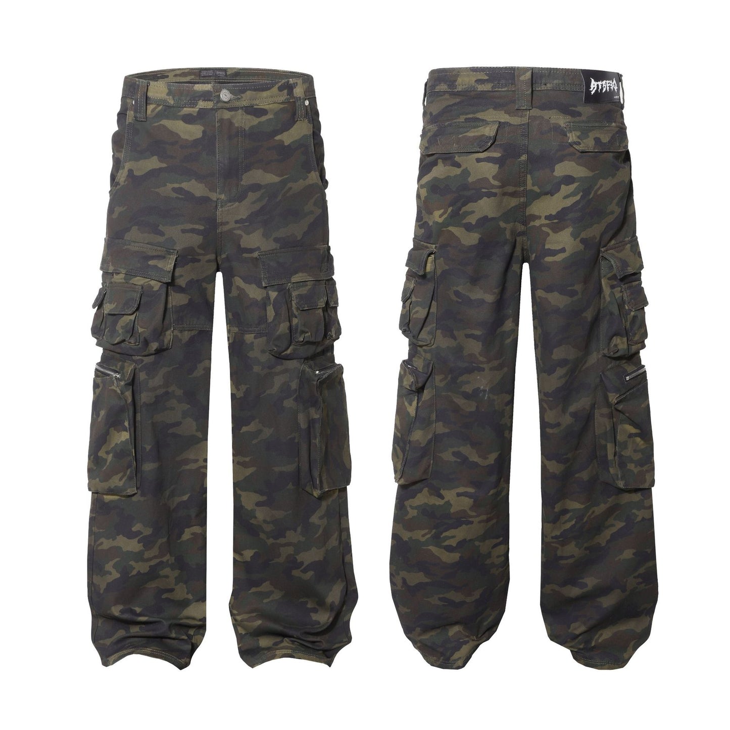 New Style Waste Soil Style High Street American Camouflage Workwear Wide Leg Pants