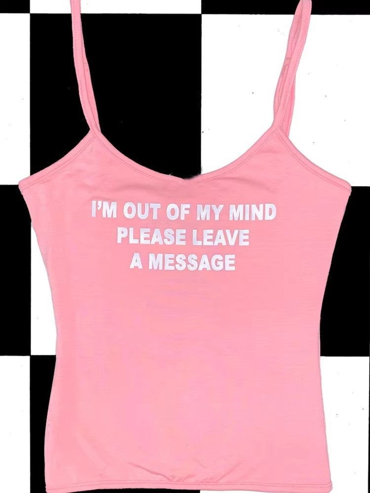 Hot Girl Letter Print Elegant Slim Fit Slimming Sleeveless Short Strap Women's Top