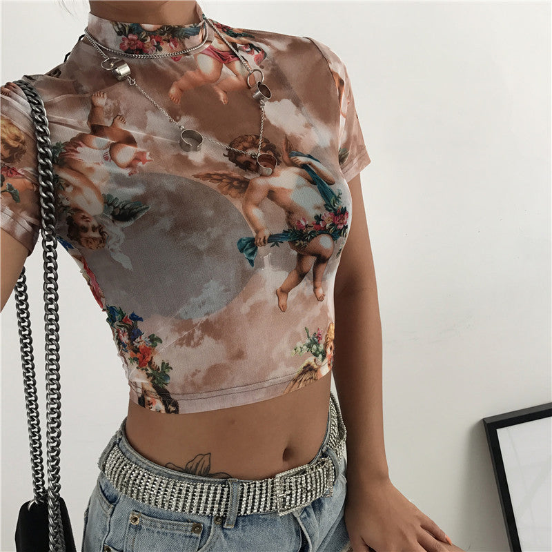 New Women's Season Cupid Printed Short Sleeve