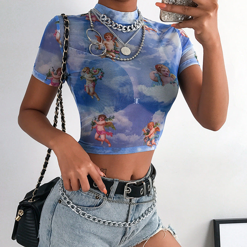New Women's Season Cupid Printed Short Sleeve