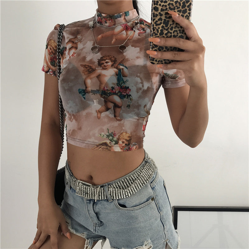 New Women's Season Cupid Printed Short Sleeve