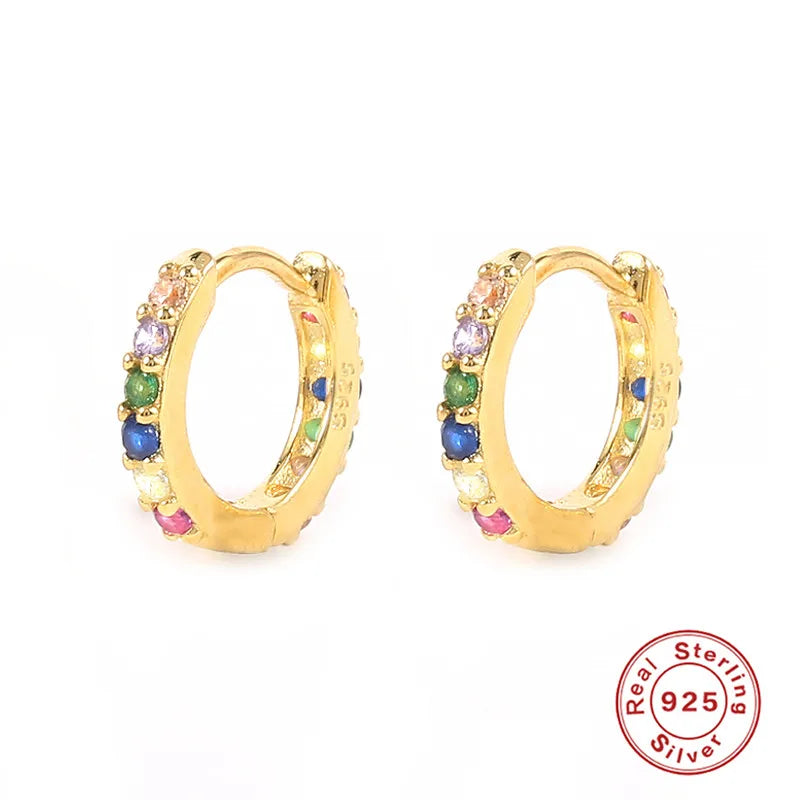 CANNER White Zircon Simple Love Round Earring For Women 925 Sterling Silver Earrings Hoops Pendiente Plata Piercing Gold Jewelry