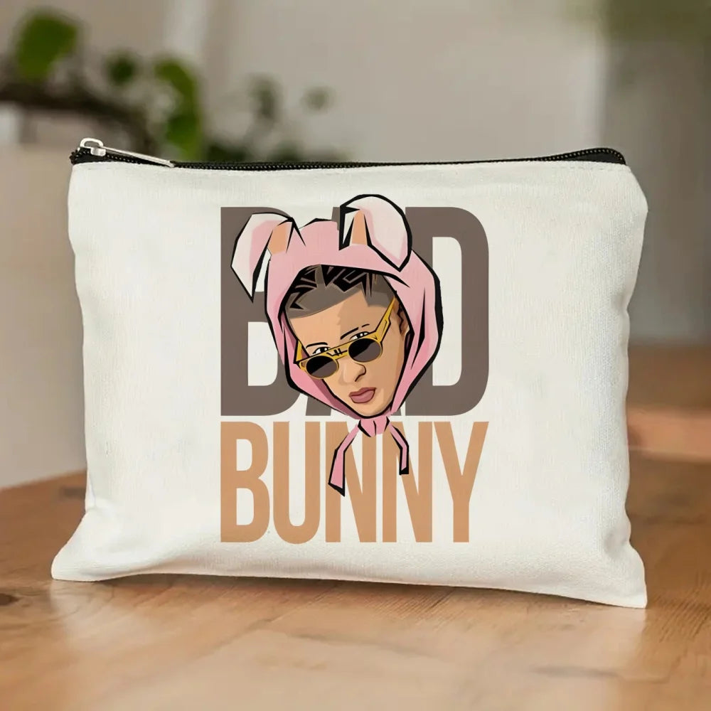 Un Verano Sin Ti Gift Bag Set, Bad Bunny Print Tote Bag, Casual Canvas Shoulder Bag with Mini Storage Bag