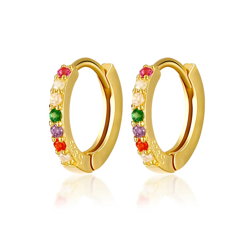 CANNER White Zircon Simple Love Round Earring For Women 925 Sterling Silver Earrings Hoops Pendiente Plata Piercing Gold Jewelry