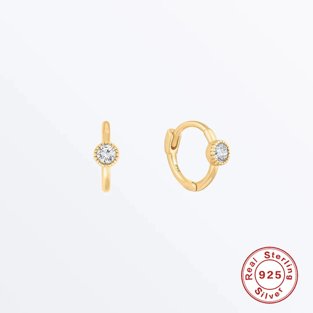 CANNER White Zircon Simple Love Round Earring For Women 925 Sterling Silver Earrings Hoops Pendiente Plata Piercing Gold Jewelry