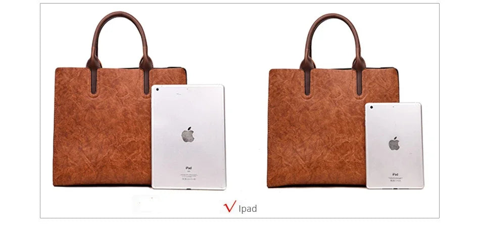 Vintage OIL SKIN Leather Big Casual Tote Women Bags High Quality Women's Handbags Shoulder Crossbody Bags Brown Black Sac A Main