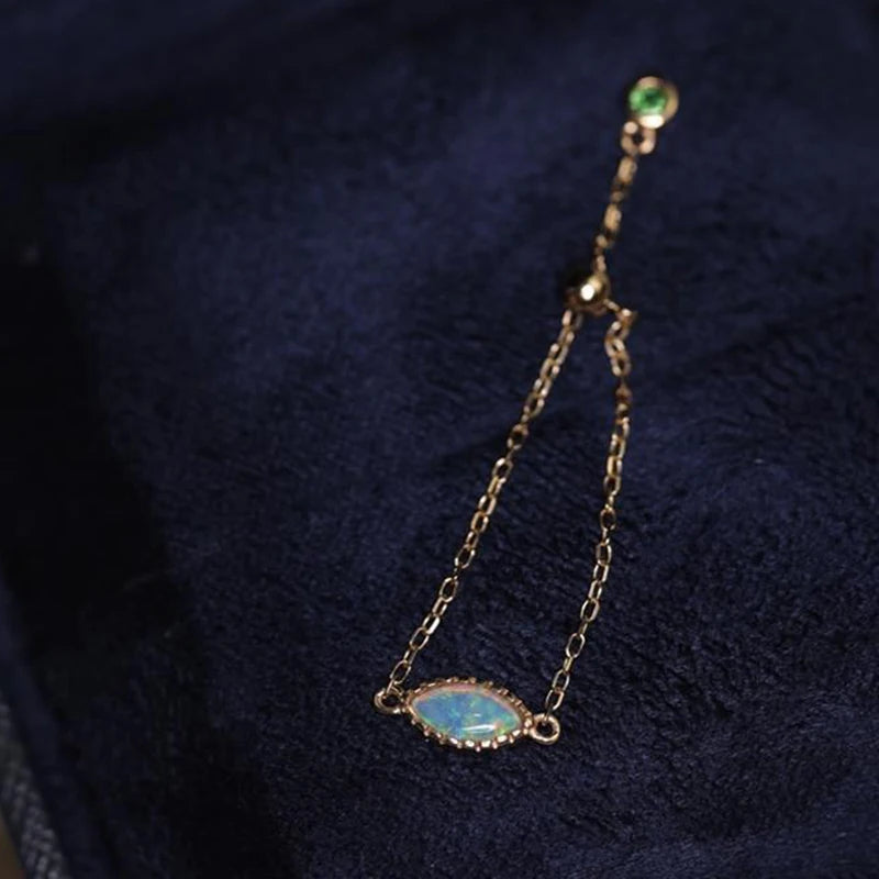 Romantic and creative color opal stone oval chain ring adjustable light luxury new in High quality delicate silver jewelry