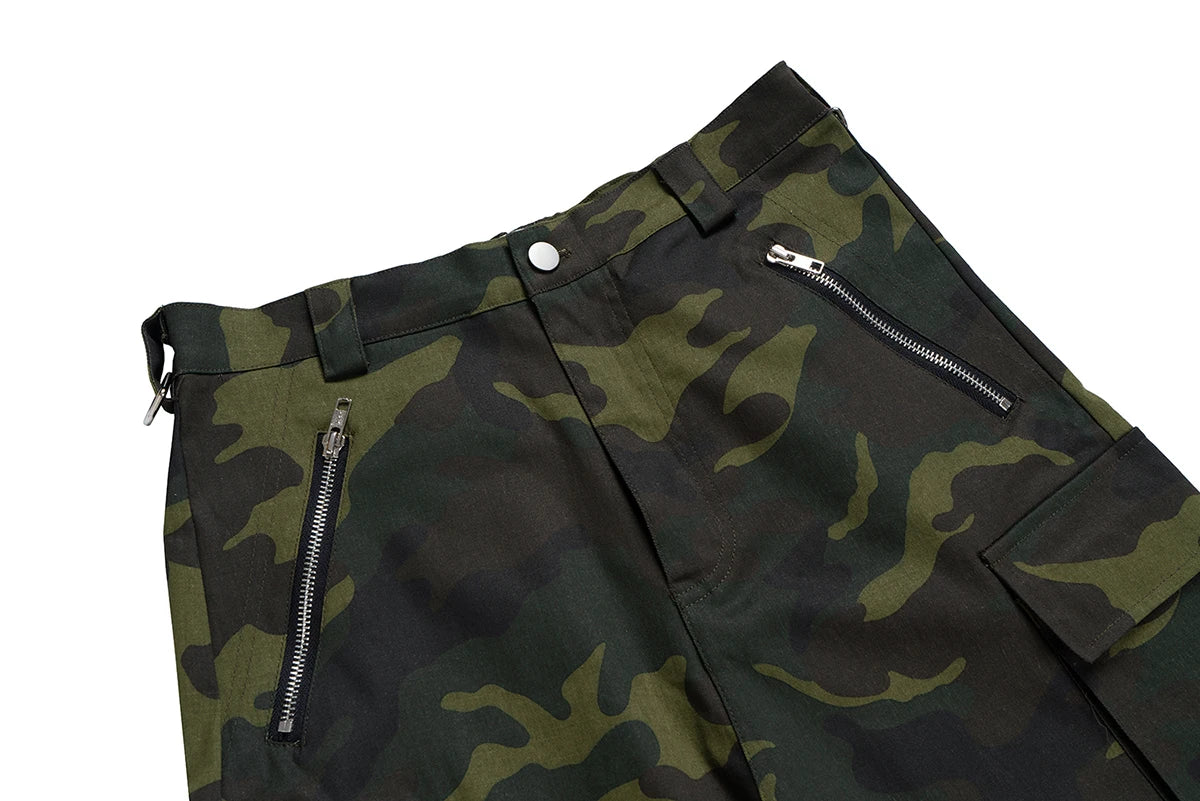 Color Match Multi-pockets Camouflage Cargo Pants for Men and Women Streetwear Patchwork Baggy Overalls Wide Leg Loose Trousers