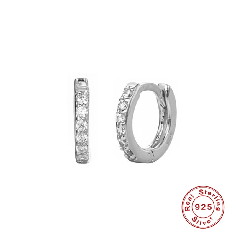 CANNER White Zircon Simple Love Round Earring For Women 925 Sterling Silver Earrings Hoops Pendiente Plata Piercing Gold Jewelry