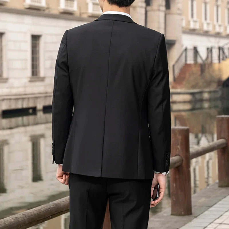 New (Blazer+ Vest + Pants) Fashion Business Men's Professional Dress Solid Color Trend Casual Gentleman Slim Groom Suit M-6XL