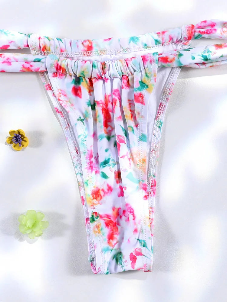Plaid Print Bikinis Bow Swimwear Women Swimsuit Triangle Bikini Set Bandage Bath Suit Low Waist Thong Beachwear New Biquini