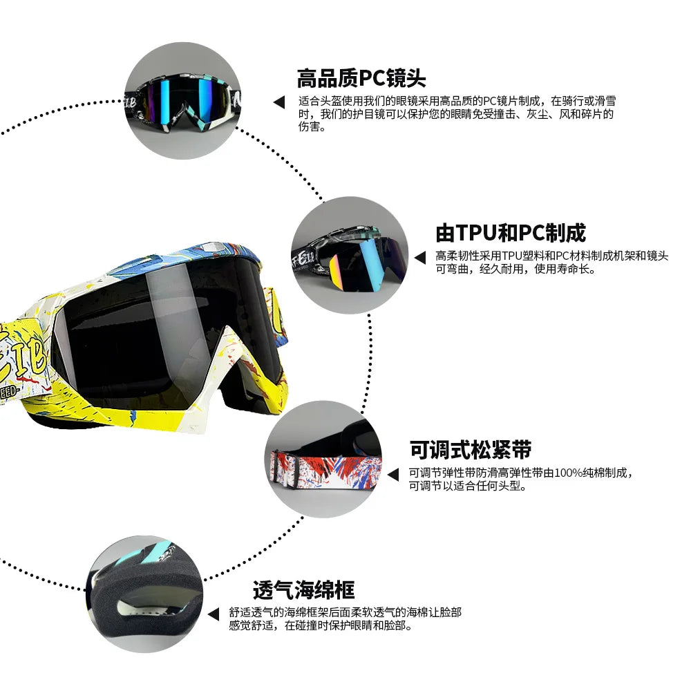 Newest Motorcycle Goggles For Men Motocross Sunglasses Safety Protective MX Night Vision Helmet Goggles vintage Driving Glasses
