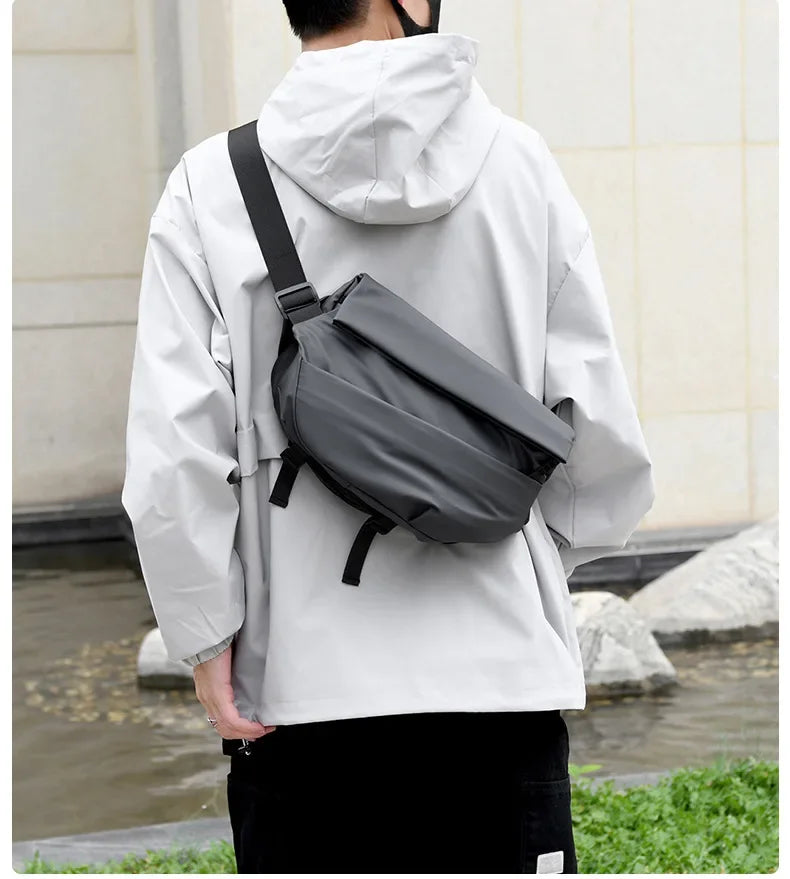 Premium Waterproof Magnetic Buckle Crossbody Bag Personality Fashion Men Messenger Bag Black Minimalist Shoulder Bags Men Bag