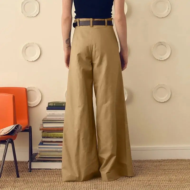 INCERUN Men Wide Leg Pants Solid Color Button Joggers Loose Pleated Casual Trousers Men Streetwear 2024 Fashion Long Pants S-5XL