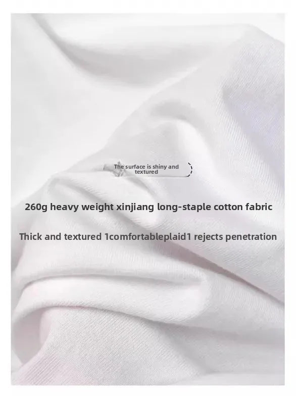 Heavyweight Pocket Short Sleeve T-Shirt Pure Cotton White Base Shirt Top for Men And Women Spring Casual Breathable Crew Neck