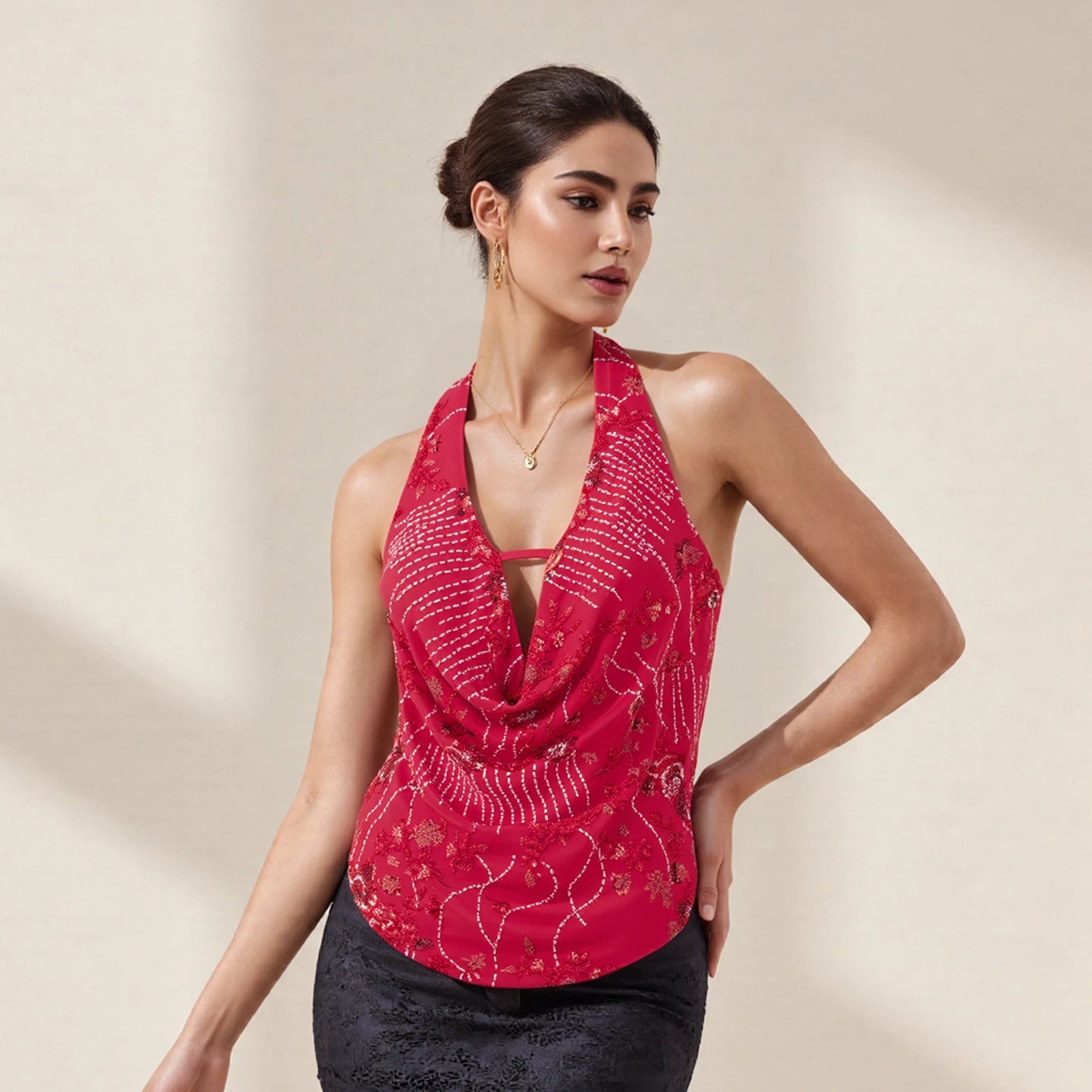 Sexy Deep V Neck Beach Tank Tops Women y2k Coquette Summer Sequins Patchwork Sleeveless Vest Vacation Backless Beach Tops