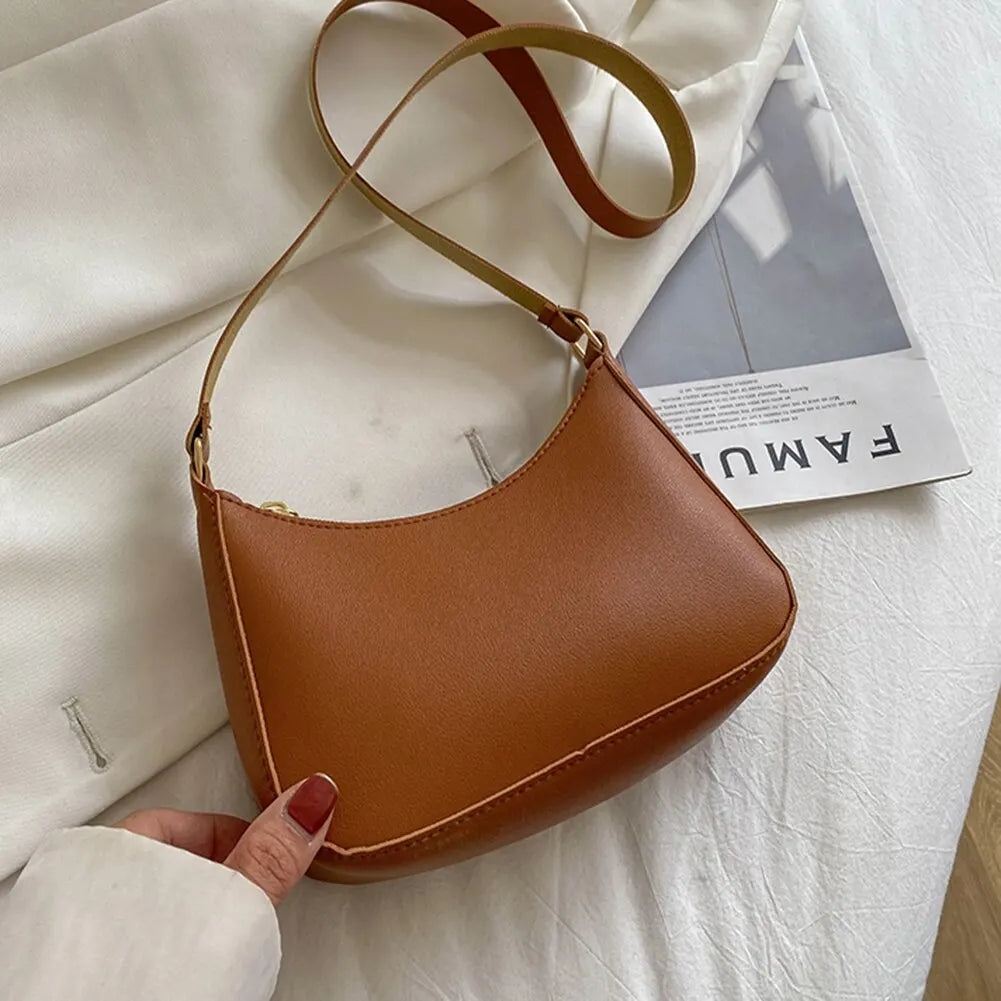 New Women's Fashion Handbags Retro Solid Color PU Leather Shoulder Underarm Bag Casual Women Handbags Designer Bag for Women