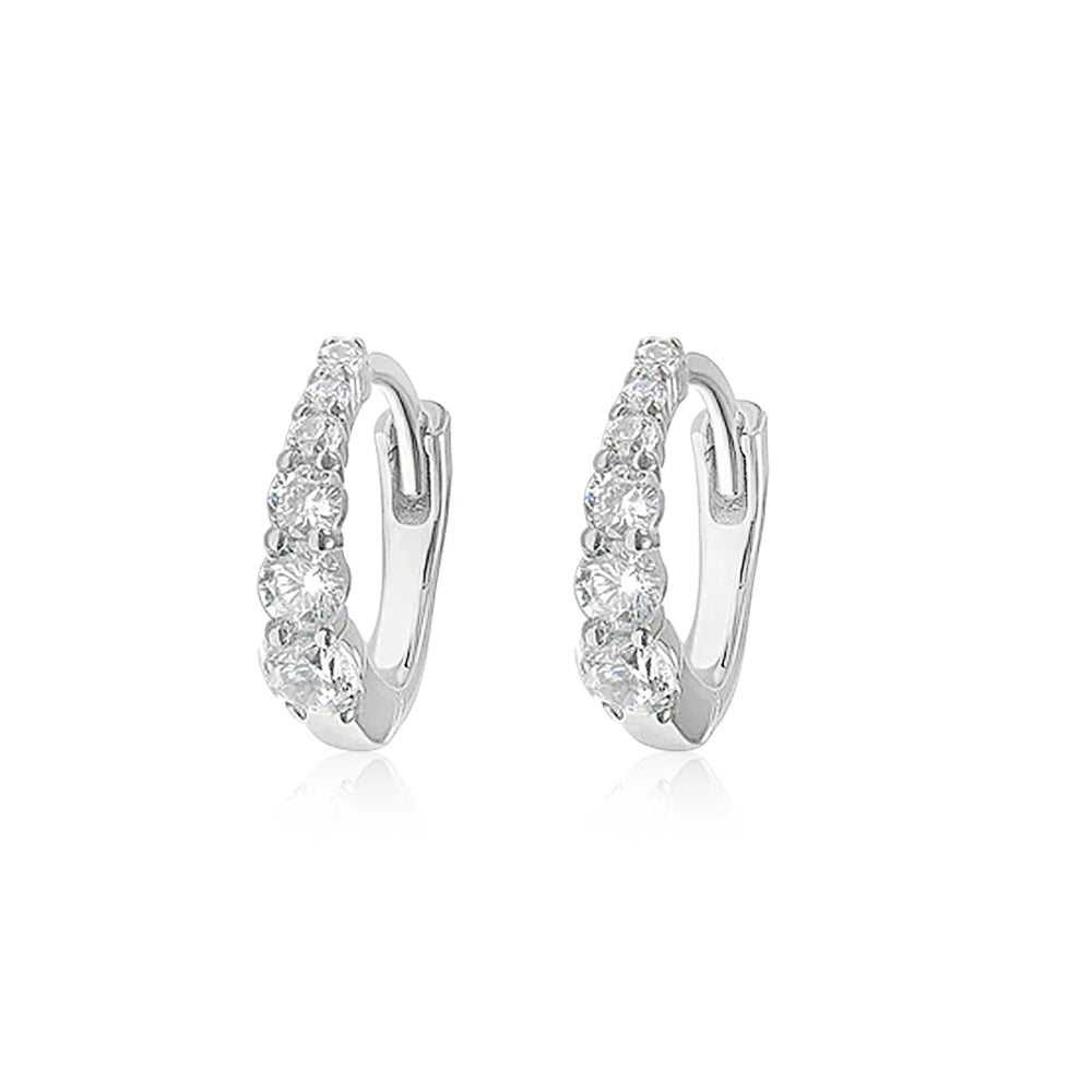 CANNER White Zircon Simple Love Round Earring For Women 925 Sterling Silver Earrings Hoops Pendiente Plata Piercing Gold Jewelry